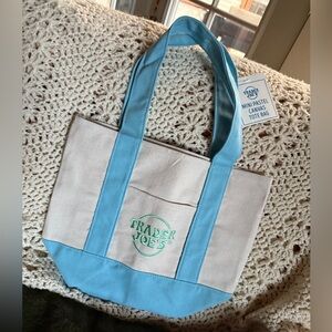 Pastel Blue & Cream Canvas Trader Joe’s Spring Tote